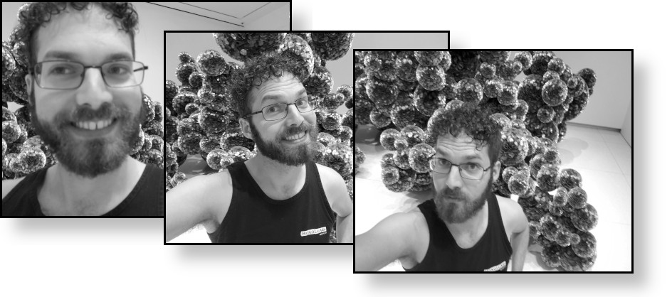 Grayscale versions of my selfies.